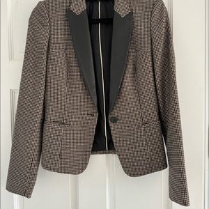 Hugo Boss Houndstooth Blazer with Leather Lapel